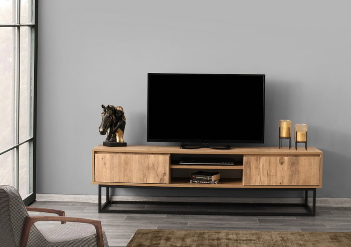Hanah Home Belinda 180 Soporte de TV Negro y Pino